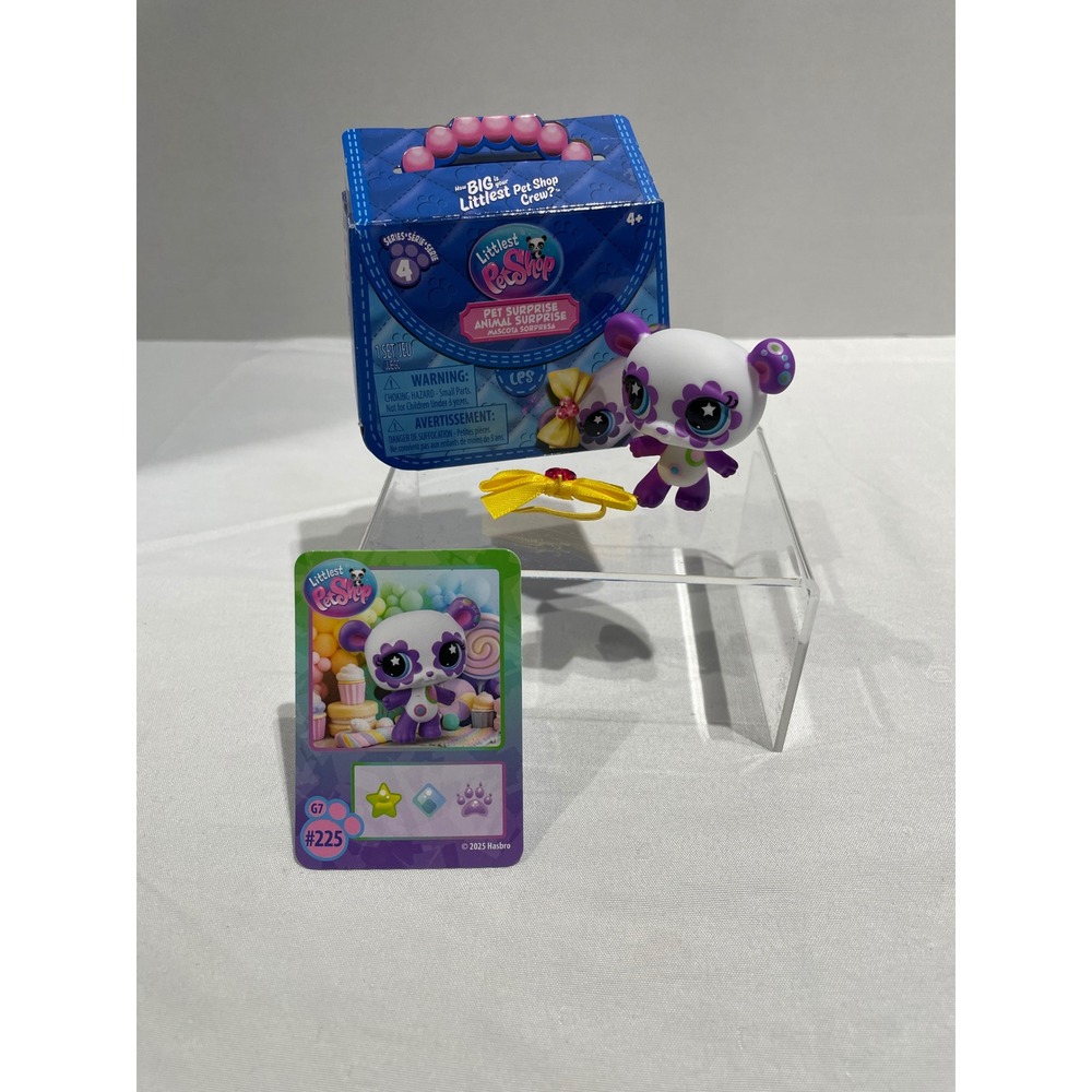 Littlest Pet Shop LPS G7 Series 4 Panda 225 Purple White Flower Eyes with Card‎